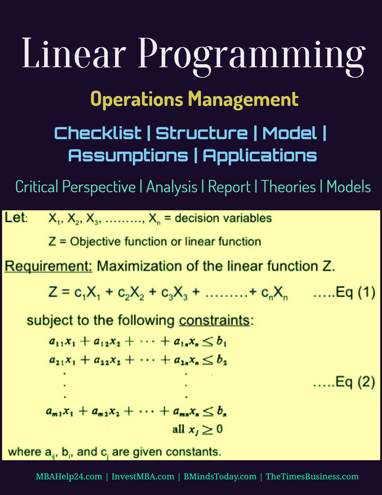 Linear Programming | Checklist | Structure | Model | Assumptions | Applications Linear Programming Linear Programming | Checklist | Structure | Model | Assumptions | Applications Linear Programming Checklist Structure Model Assumptions Applications